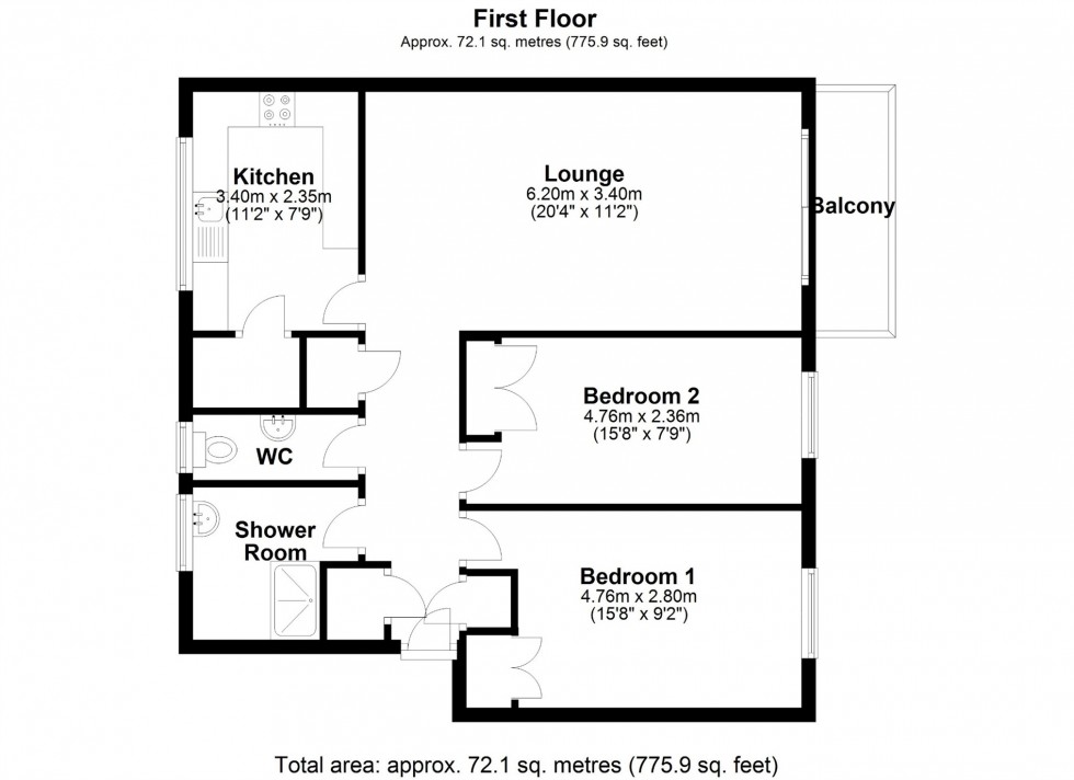 Floorplan for Glen Court, STAINES-UPON-THAMES