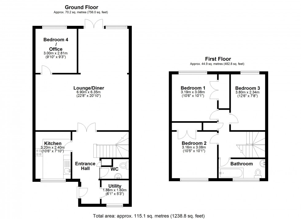 Floorplan for Byron Close, Walton-on-Thames, Surrey