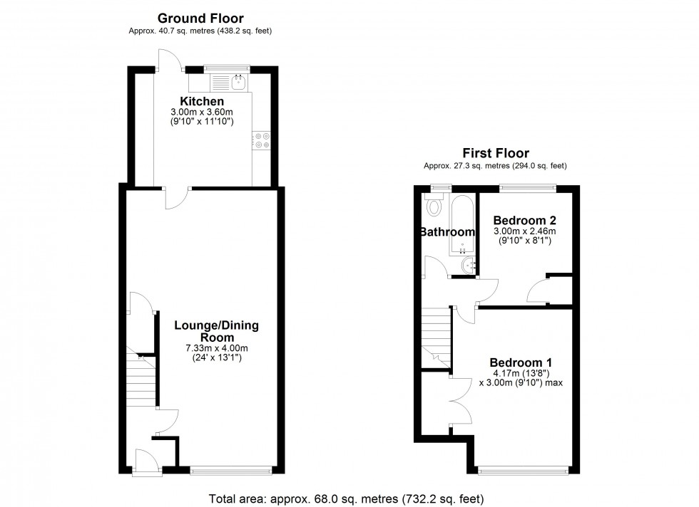 Floorplan for Ravensbourne Avenue, Staines-upon-Thames, Surrey