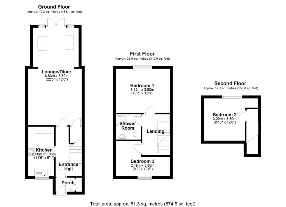 Floorplan for Fawns Manor Close, Feltham, Greater London