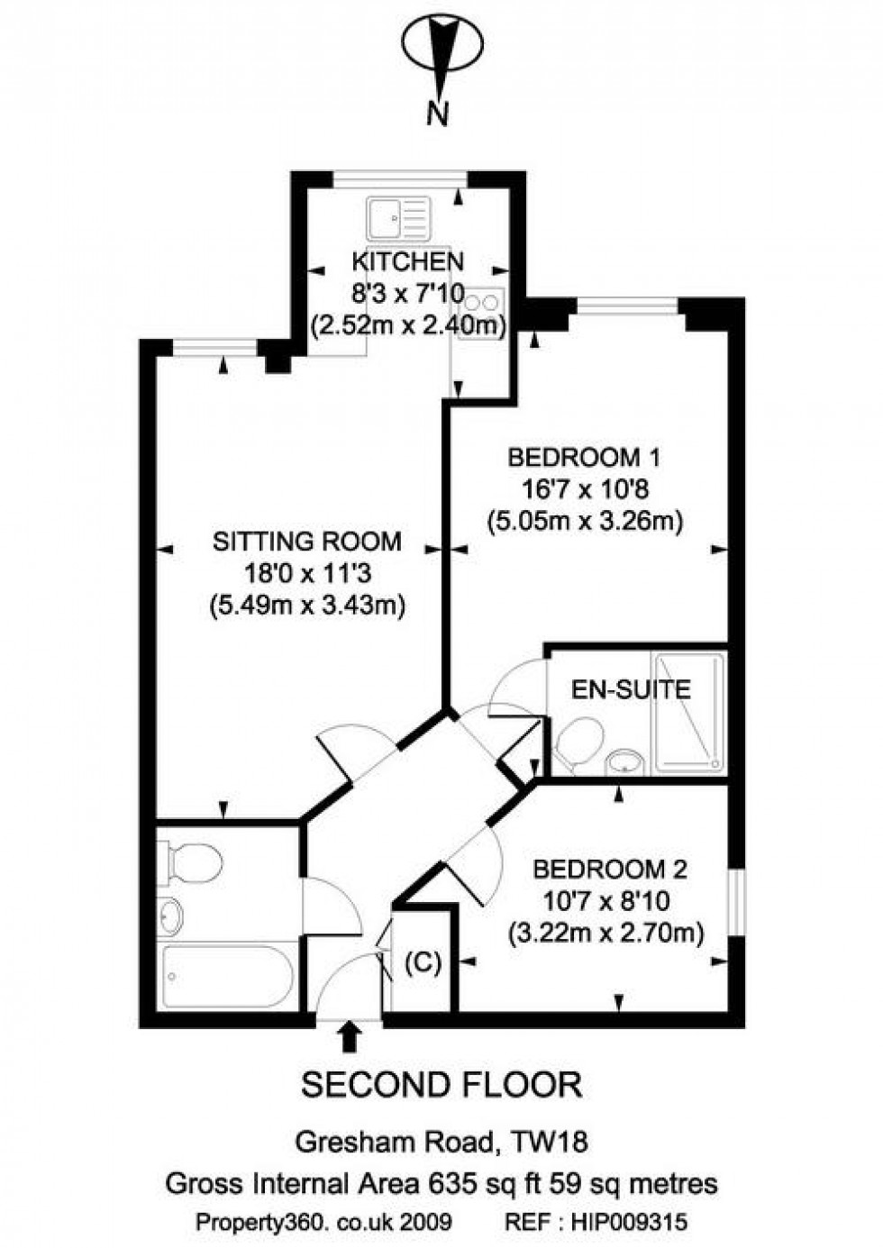 Floorplan for Hooper Court, Gresham Road, STAINES-UPON-THAMES