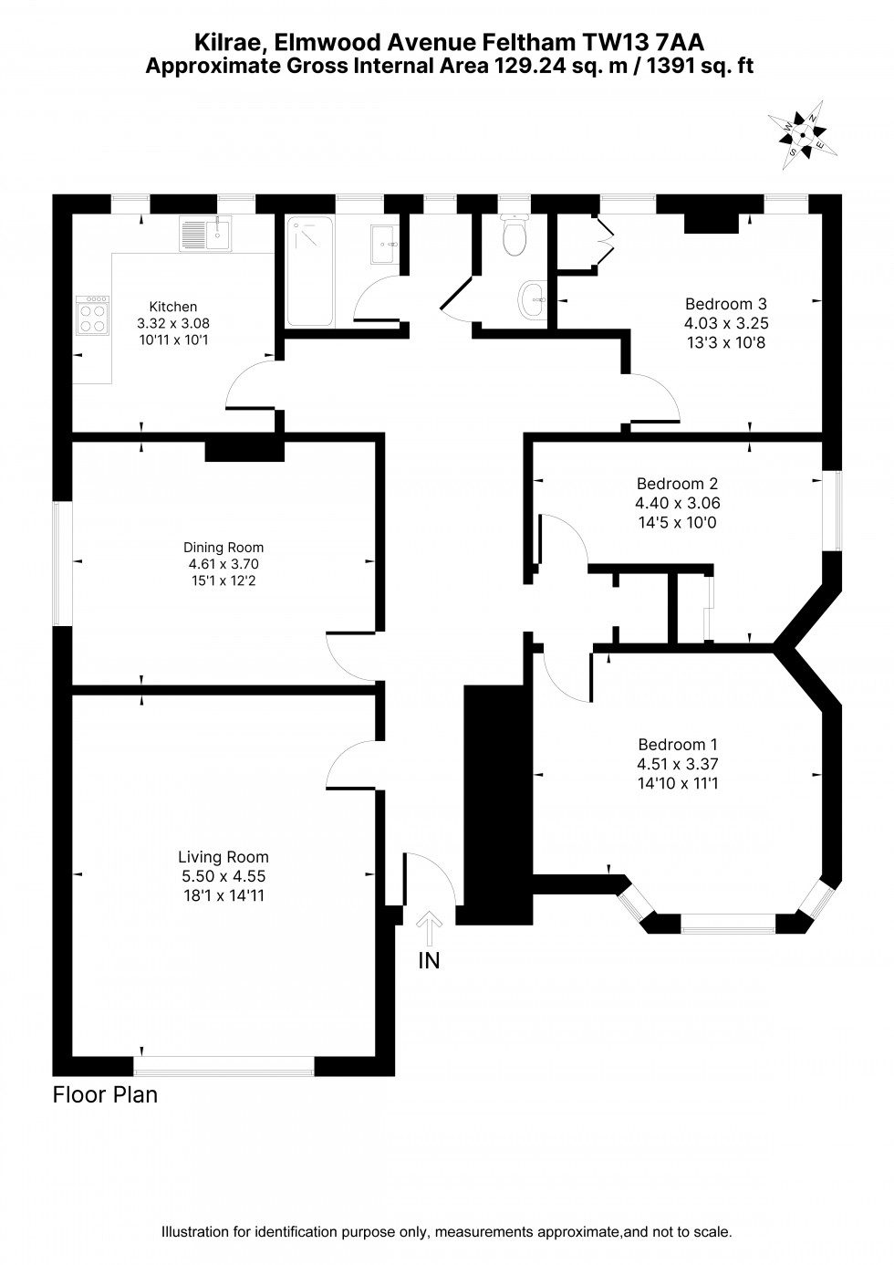 Floorplan for Elmwood Avenue, Feltham, Greater London