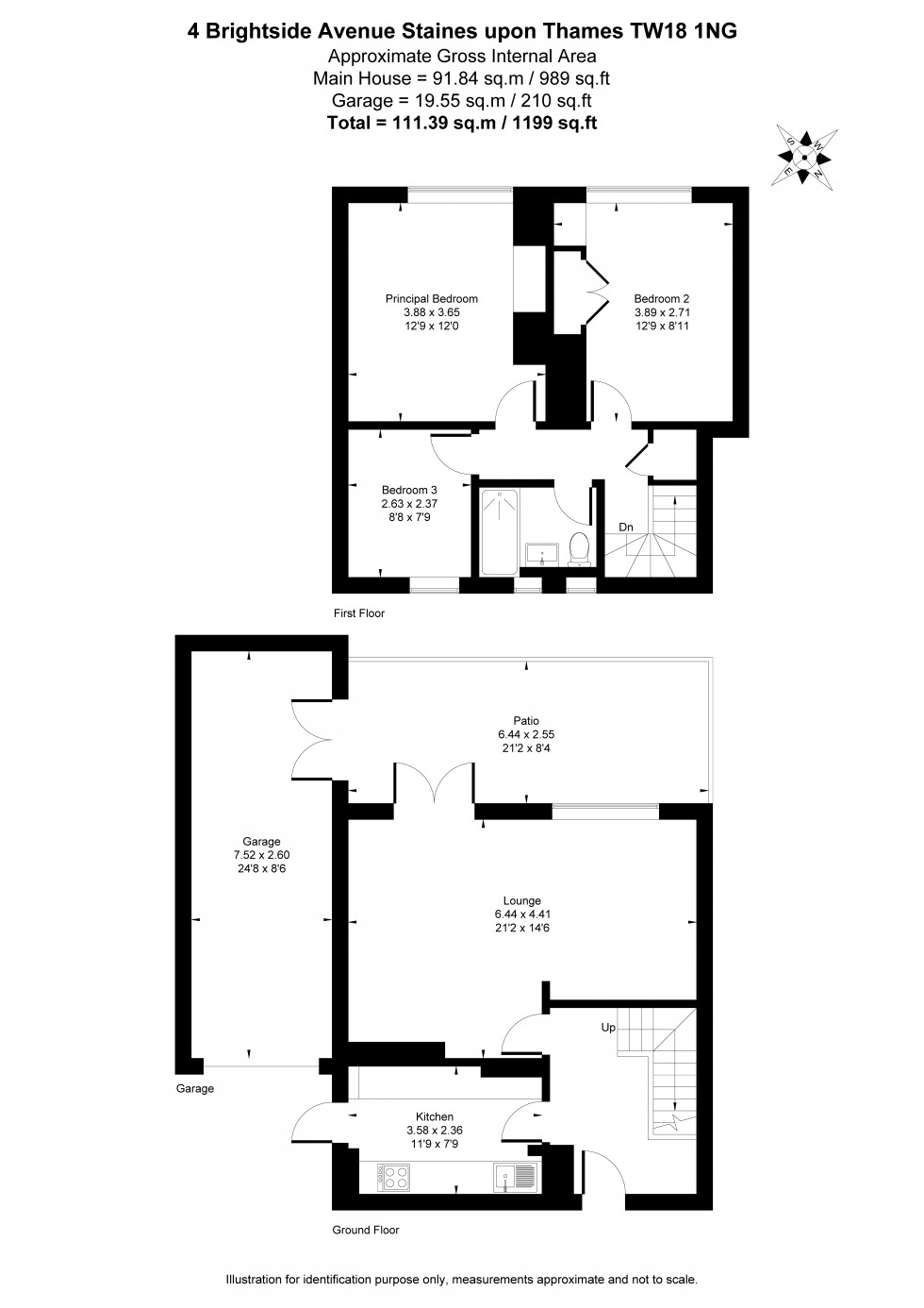 Floorplan for Brightside Avenue, Staines-upon-Thames, Surrey
