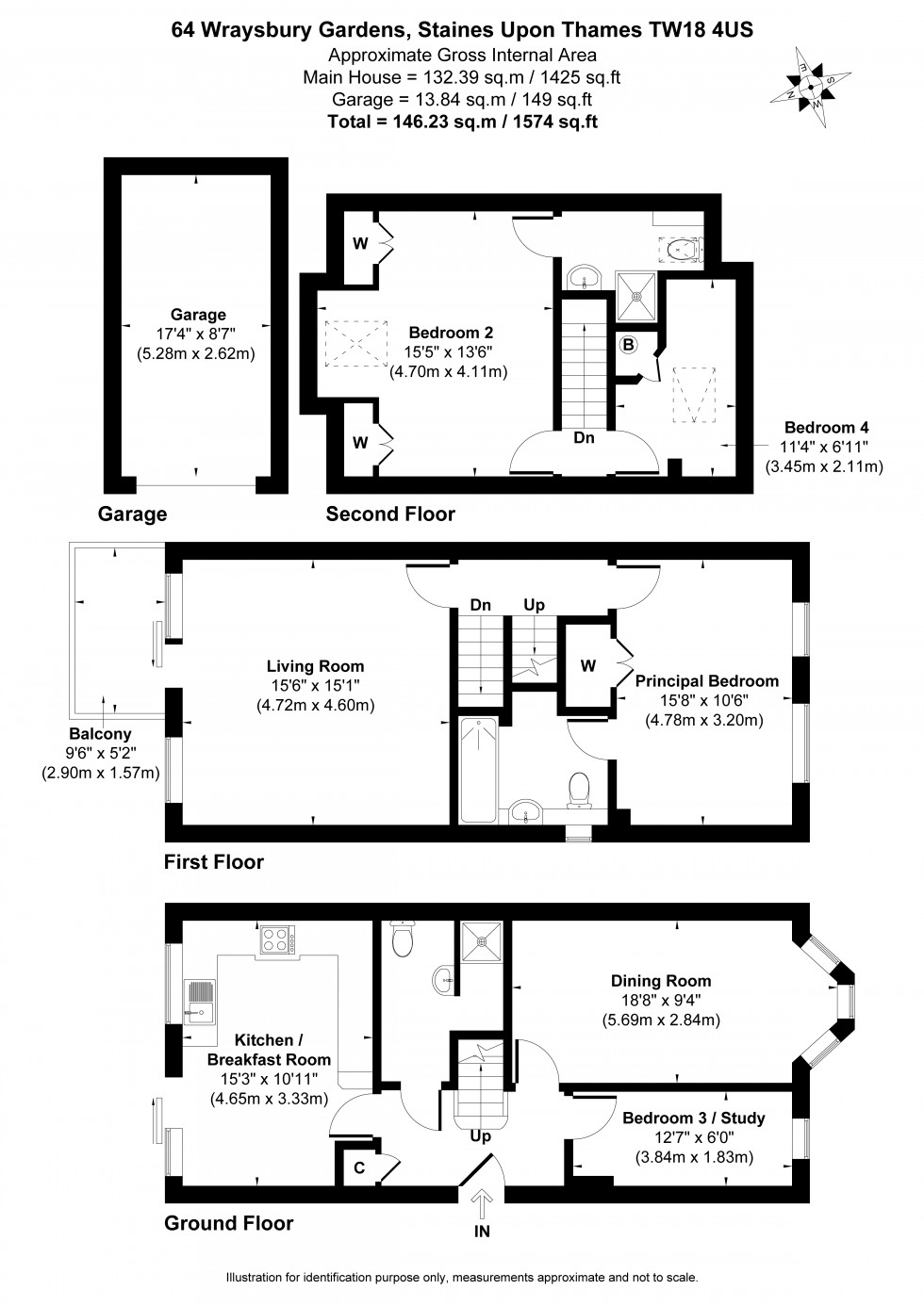 Floorplan for Wraysbury Gardens, Staines-upon-Thames, Surrey