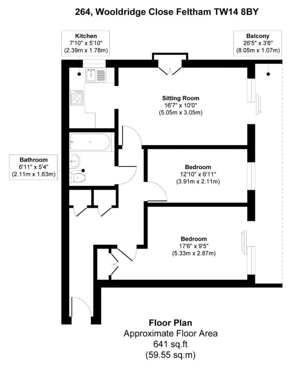 Floorplan for Wooldridge Close, Feltham, Greater London