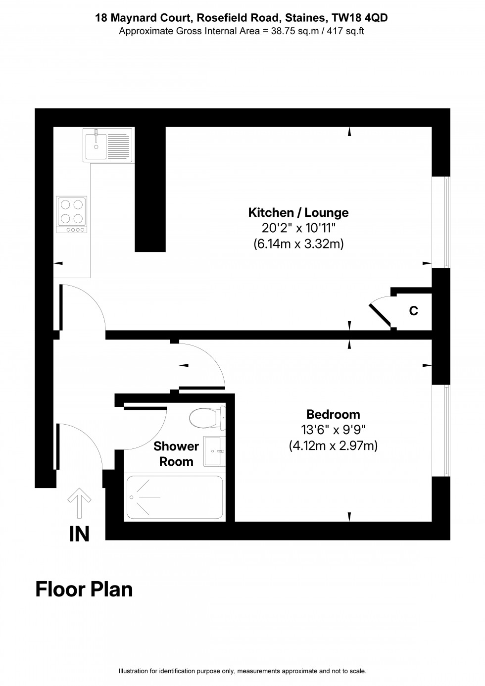 Floorplan for Rosefield Road, Staines-upon-Thames, Surrey
